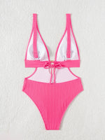 2026 Deep V Neck Cut Out Women Swimwear One Piece Swimsuit Female High Leg Cut Monokini Bather Backless Bathing Swim Beachwear