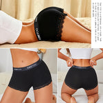 Women's Cotton Lace Boyshorts Sexy Letter Belt Breathable Boxer Panties High Waist Stretch Briefs Comfortable Sport Shorts S-XXL