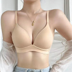 Japanese Style Seamless Push-Up Bra Comfort Wireless Underwear Women's Deep V Neck Bralette 3/4 Cup Daily Comfort Lingerie