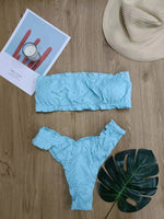 White Color Bikinis Bandeau Swimwear Women Swimsuit Sexy Ruffles Bikini Set Thong Beachwear Summer Bath Suit Hollow Out Biquini