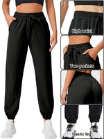 Loose running and fitness pants, women's side pockets, outdoor casual sports pants, ankle tied yoga pants