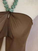 Sexy Coffee Bikini Set 2026 Women Luxury Pearls Strap Cover Up High Waist Short Two Piece Swimsuit Beach Bathing Suit Swimwear