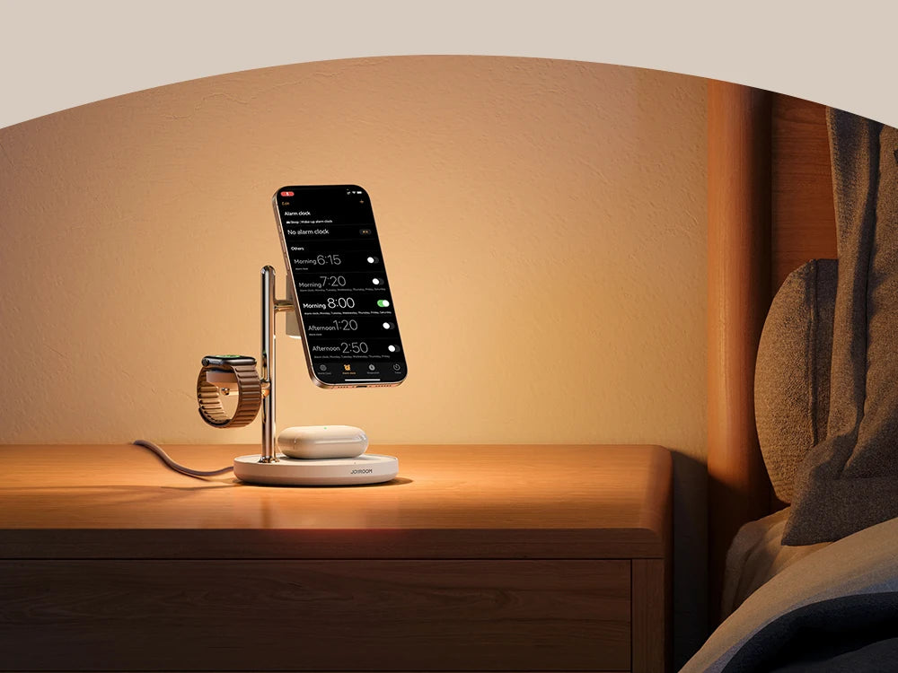 Joyroom 4-in-1 Qi2 Fast 15W Wireless Charger Magnetic Charging Station For iPhone 16-12 Series For iWatch For AirPods 4/3/2/Pro