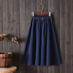 Midi Knee Length Summer Skirt Women With BeltFashion Korean Ladies High Waist Pleated A-line School Skirt Female
