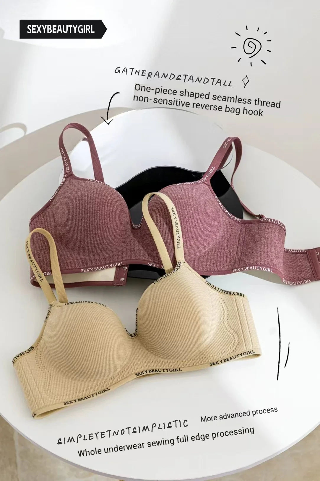 Women Sexy Bras Padded Push Up Bralette Female Adjustable Comfortable Underwear Ladies Letter Straps Brassiere Wireless Soft New