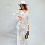 New Arrivals Sexy Beach Cover up Crochet Women Swimwear Rash Guard Beach Kaftan Wrap Dress Robe de Plage Saida de Praia #Q194