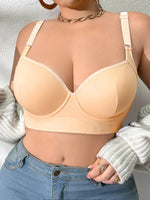 Large Size Women's Bra Thin Cup Push Up Bra Side-Breast-Enhancing Comfort Underwire Lingerie Adjustable Wide Straps Underwear