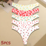 5Pcs Women Ultra-thin Seamless G-string Seamless Print Thongs Sexy Panties Ladies Soft Cute Thongs Female S-XL T-Back Panties
