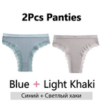 FINETOO 2Pcs/Set Women Cotton Brazilian Panties Plus Size M-2XL Lingerie Sexy Lace Underwear Low Rise Girls Intimates Underpants