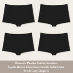 New 4PCS Women's Panties Cotton Seamless Sports Boxers Underwear Female Solid Color Cozy Lingerie Intimate Underpants XS-XL
