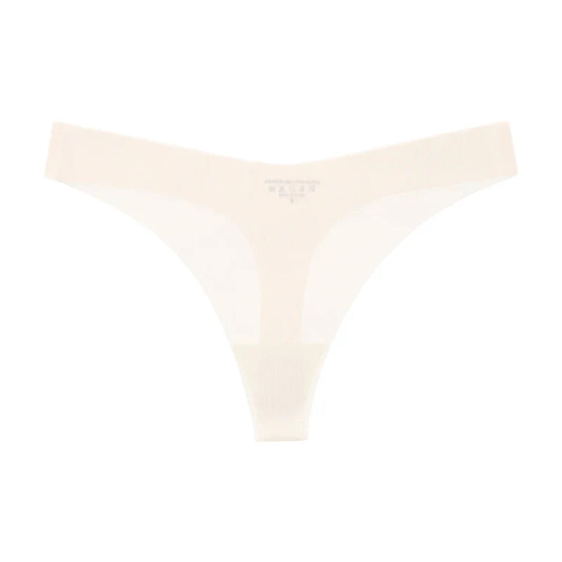Girls Briefs Seamless Women Panties Sexy G String Ice Silk Underwear T Back Sports Yoga Thong Traceless Plus Size S-XL