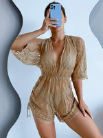 2024 3PCS Lace Hollow Out Bikini For Women Sexy Swimwear Female Pleated Cover Up Swimsuit Beach Wear New Brazilian Bathing Suit
