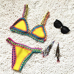 Micro Bikini 2026 Women Handmade Crochet Knit Swimwear Beach Push Up Bra Patchwork Bathing Suit Swimsuit Biquini Thong Bikini
