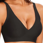 Womens Deep V Wireless Bras Wire-free Comfortable Bra Full Cup Supportive and Breathability Bra Plus Up Beautiful Sexy Daily Bra