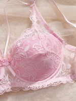 3Pcs Sexy Lace Women's Bra Crisscross Straps Underwire Push-Up Bralette Thin Soft Fashion Lingerie