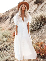 Crochet White Knitted Beach Cover Up Dress Tunic Long Pareos Bikinis Cover Ups Swim Cover Up Robe Plage Beachwear