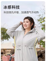 Ice Silk Long Sleeve Sunscreen Clothing 3XL 4XL UPF 50+ UV Protection Thin Breathable Sun-Proof Coat Ice Silk Sunscreen Jacket