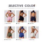 Hearuisavy Summer Sports Overalls Women Gym High Stretch Sleeveless Yoga Bodysuit Running Push Up Butt-Lifting Fitness Jumpsuit