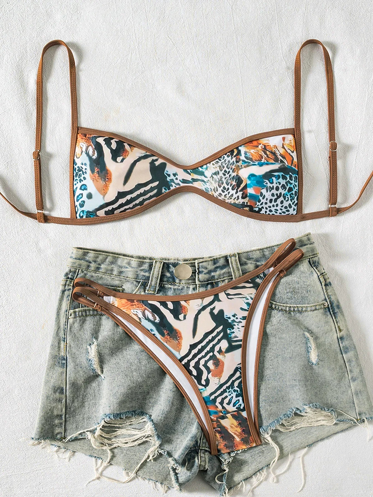 Sexy Coffee Polka Dot Print Bikini Set 2026 Women Pleate Push Up Bra Hollow Out Thong Swimsuit Summer Pool Bathing Suit Swimwear
