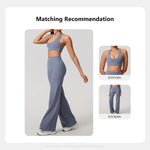 Hearuisavy Summer Yoga Set 2Pcs Women Breathable Backless Halter-Neck Sports Bra Push Up Pilates Fitness Top Straight Leg Pants