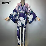 WINYI Summer Beach Wear Cover Up Irregular cardigan abaya dubai luxury Silky and skin-friendly sexy Holiday Kimono maxi dress