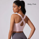 DIAS FIT JOY Wide shoulder strap cross sports vest comfortable shockproof yoga bra fixed chest pad beautiful back fitness Gym