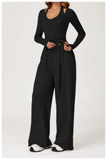 New Women Yoga Set 2/3 Pieces Long sleeves Workout Tracksuit Sportswear Gym Clothing Wide-leg sport pants Fitness Sports Suit