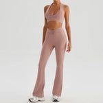 Hearuisavy 2Pcs Women's Sports Set Sun Protection Quick-Dry Tennis Skirt High Waist Yoga Flared Pants Gym Running Fitness Shorts