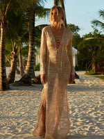 New Arrivals Sexy Beach Cover up Crochet Women Swimwear Rash Guard Beach Kaftan Wrap Dress Robe de Plage Saida de Praia #Q194