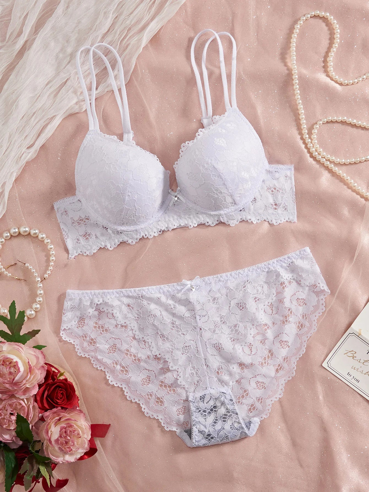 Single of Women's Underwear Set Sexy Lace Patchwork with Push Up Bra Romantic Sheer Women's Panties