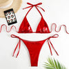 Sexy Red Shiny Triangle Micro Thong Bikinis Sets for Women Mini Swimwear Bathing Suits String Halter Bikini Mujer Swimsuit 2026 test