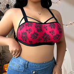 1pcs Plus Size 1XL-4XL For Big Breast Female Underwear Thin Unlined Sexy Lingerie Breathable Brassiere Print Decor Women's Bras