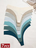 7PCS/Set Seamless Ice Silk Panties Women V-Waist Underwear Sexy Sports Briefs Panties Female Soft Ultra-thin Lingerie G-string