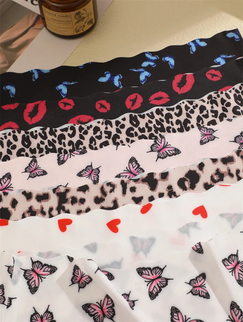 3Pcs Seamless Women's Panties S-XXL Sexy Butterfly Briefs Fashion Leopard Heart Breathable Female Comfortable Cozy Sexy Lingerie