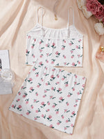 Women Cute Nightgown Underwear Nightdress Suit Female Nighties Cami Top Printed Shorts Soft Pyjamas Loungewear