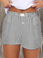 Teen Girls Plaid Shorts Elastic Waistband Pull-On Casual Lounge Summer Outfit Red Blue Color Women's Fashion
