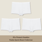 3Pcs Women's Seamless Sports Boxer Underwear Female Solid Color Panties Comfortable Briefs Cozy Lingerie Intimate Underpant S-XL