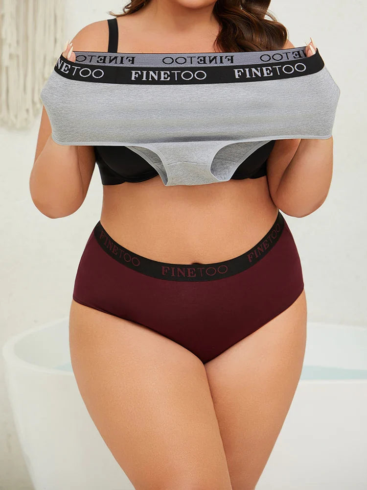 Finetoo 3Pcs/Set Women's Seamless Cotton Briefs Women Plus SizePanties Breathable Underwear Female Low Waist Soft Lingerie S-XXL