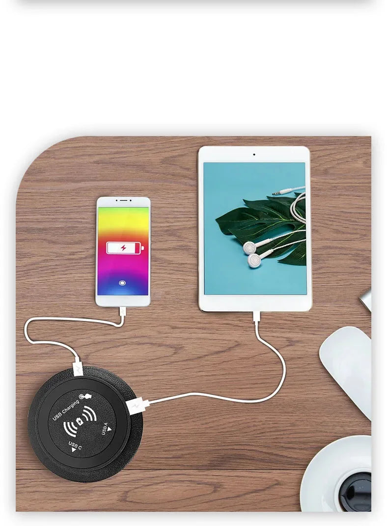 3 in 1 Wireless Charger Built in Type-C USB Ports Desktop Embedded Charging Station for iPhone 17 Xiaomi Airpods Mobile Phone