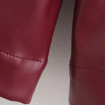 Burgundy Leather Wide Leg Shorts For Women High Waist With Pockets Stylish Daily Simple Casual Leather Button Zipper Shorts GQ6I