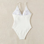 Sexy White Black Swimwear Women 2026 Deep V Neck Hollow Out Ring Linked Slim Fit One Piece Swimsuit Beach Bathing Suit Monokini