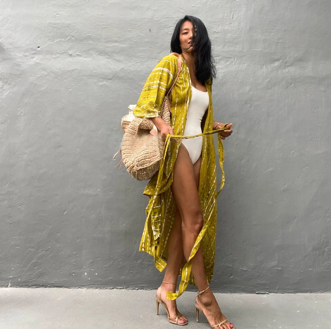 Beach Cover Ups for Swimwear Women Black Tie Dye Kimono Swimsuit Cape Summer Dress 2022 Beachwear Outfits Sales