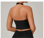 Women Fitness Sports Bra Halter Top High Support Push-up Open Back Gym Bra Shockproof Running Fitness Yoga Workout Underwear