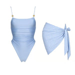 2026 2Pcs Sexy Women One Piece Swimsuit Female Push Up Swimwear BiquiniHigh Cut Monokini Solid Swim Suit Bathingsuit Beachwear
