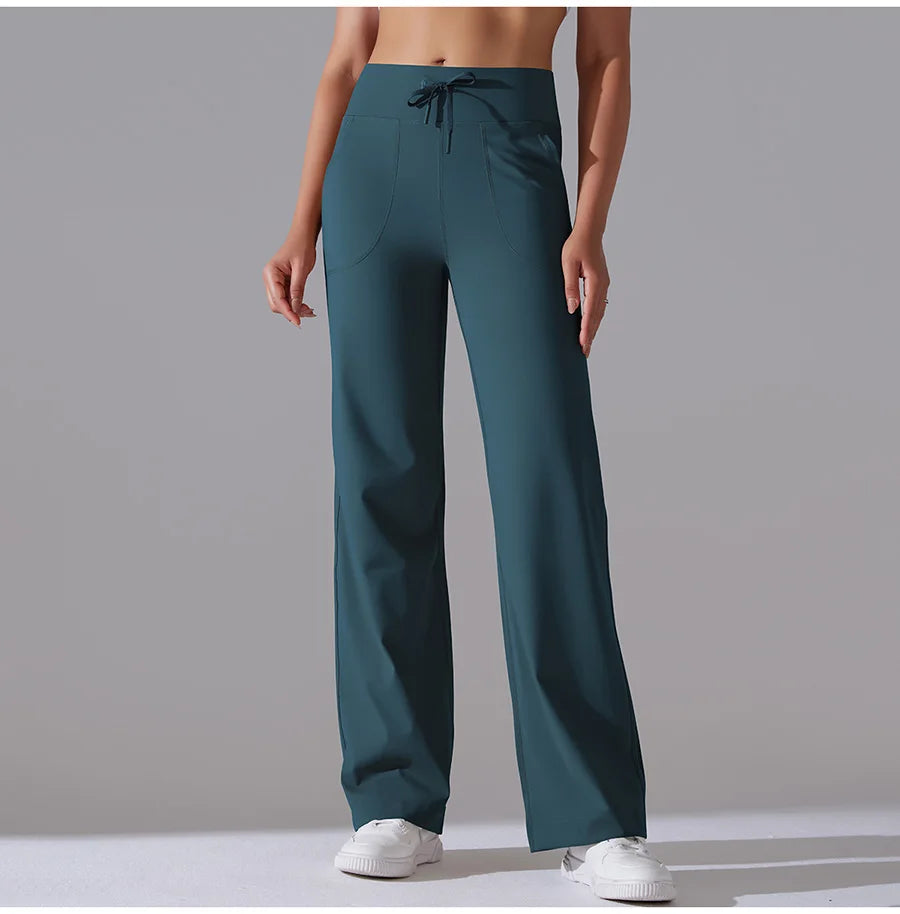 New Yoga Straight Leg Sweatpants Straight Leg Women's Loose Tracksuit Pants Wide Leg Outdoor Gym Running Casual Tracksuit Pants