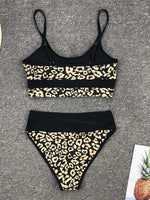 Sexy Golden Printed Bikini High Waist Swimsuit Women Swimwear Two-pieces Bikini set Bather Splicing Bathing Suit Swim Wear V1717