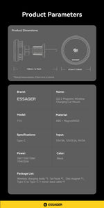 Essager QI2.2 25W Magnetic Car Phone Holder Wireless Charger Stand For iPhone 17 16 15 Pro Max Charging for Magsafe Car Charger