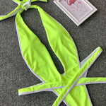 Sexy Bikini 2025 Swimsuit Woman Hollow Out Black Leopard Print Thong Swimwear Front Tie Bathing Suit Backless One Piece Swimsuit