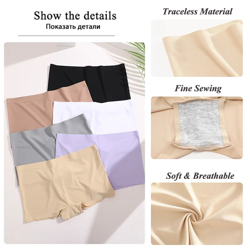 3Pcs Women's Seamless Sports Boxer Underwear Female Solid Color Panties Comfortable Briefs Cozy Lingerie Intimate Underpant S-XL