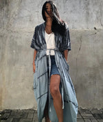 Beach Cover Ups for Swimwear Women Black Tie Dye Kimono Swimsuit Cape Summer Dress 2022 Beachwear Outfits Sales